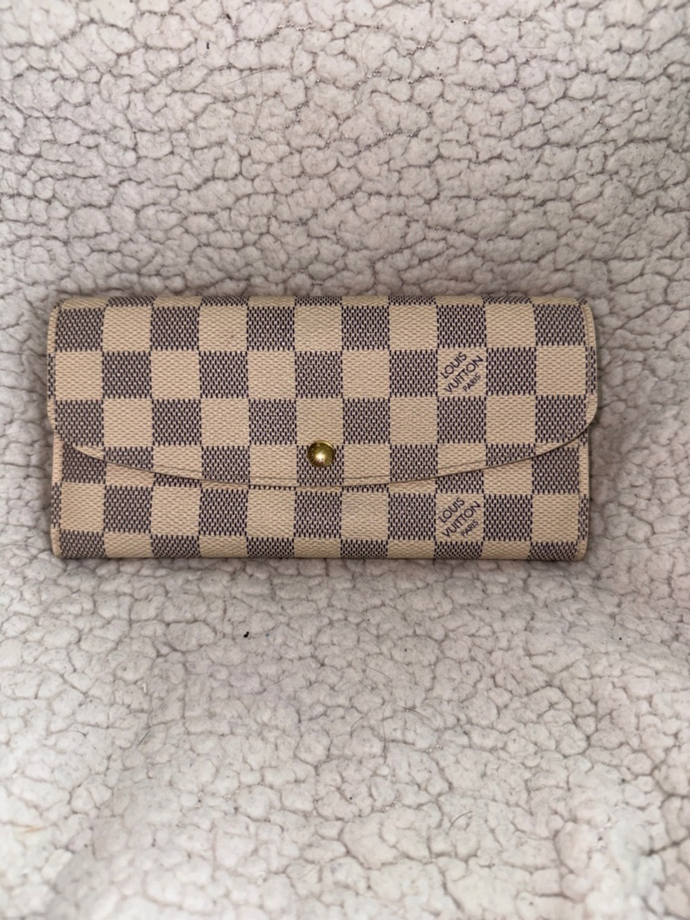 Louis Vuitton Damier Azur Snap Continental Wallet in Beige and Brown